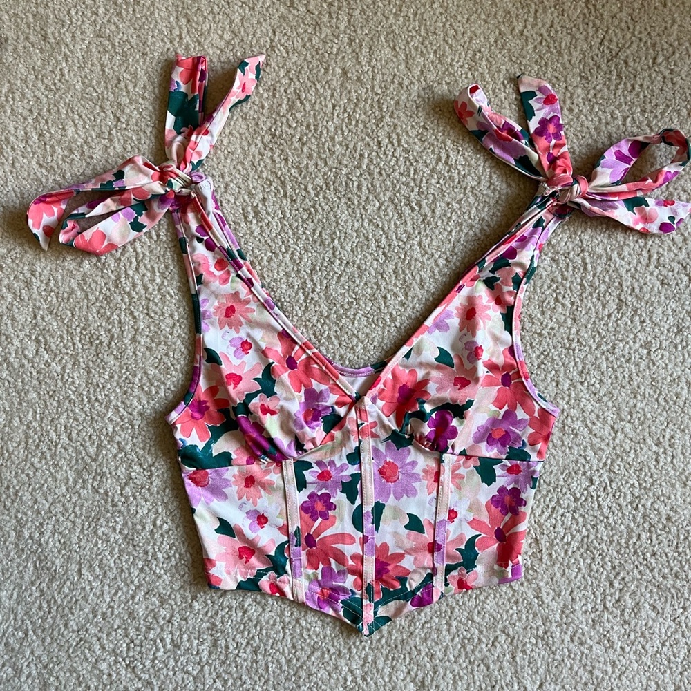 Pink floral tank top